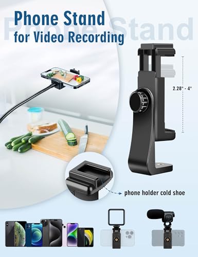 Phone Tripod, 85" Tripod for Cell Phone iPhone with Gooseneck | Aluminum Tripod Stand for Video Recording Photo Vlog, Travel Cellphone Tripod with Remote Compatible with iPhone Android - size: 85 Inch