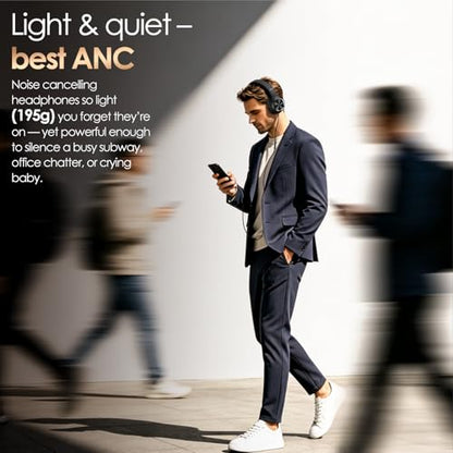 Active Noise Cancelling Headphones, USB C Headphone Wired Over Ear with Mic | USB C Headphones, Hi-Fi Stereo Sound, Big Bass, Portable Foldable Lightweigh Headphone for Airplane Trave/Office/Game/School - color: Black