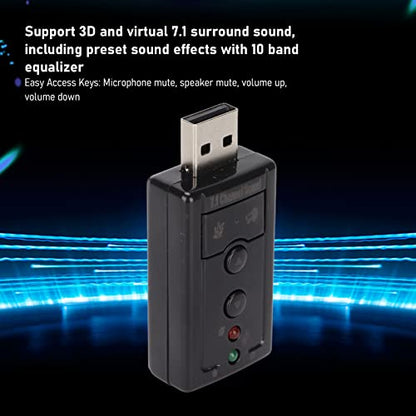 USB Sound Card, Virtual External Sound Card Built in Amplifier and Volume Controls with 3.5MM Ports and Microphone 7.1 Channel Sound Card