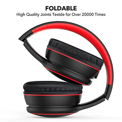 B10 Bluetooth Headphones Over Ear, 2 EQ Music Modes(Normal/Bass) and 50H Playtime Wireless Headphones with Mic, Lightweight Folding HiFi Stereo Headset for iPad/Travel/Tablet/PC/Home (Black) - color: Black