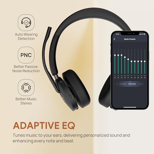 Yealink BH74 ANC Wireless Headset with Mic for Work, Bluetooth Headset Noise Cancelling with 6 AI Microphone,32H Battery Life & Mute Button,Microsoft Teams Premium Open Office Certified for PC - color: Black (Teams), style: BH74