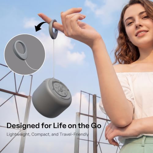 Bobtot Portable Bluetooth Speakers with Strap Easy to Carry Mini Speaker | Wireless Waterproof with Loud Stereo Sound, 20 Hours Playtime, Rechargeable Battery, Built-In Microphone, Dark Gray - color: Dark Gray