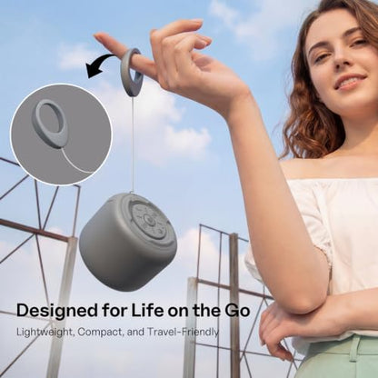 Bobtot Portable Bluetooth Speakers with Strap Easy to Carry Mini Speaker | Wireless Waterproof with Loud Stereo Sound, 20 Hours Playtime, Rechargeable Battery, Built-In Microphone, Dark Gray - color: Dark Gray