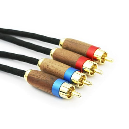 NewFantasia Audiophiles 2RCA Male to 2RCA Male Stereo Audio Cable HiFi System Interconnect Cable 6N OCC Copper Silver Plated Cord Walnut Wood Shell 2 RCA to 2 RCA 3m 10ft - size: 10 ft