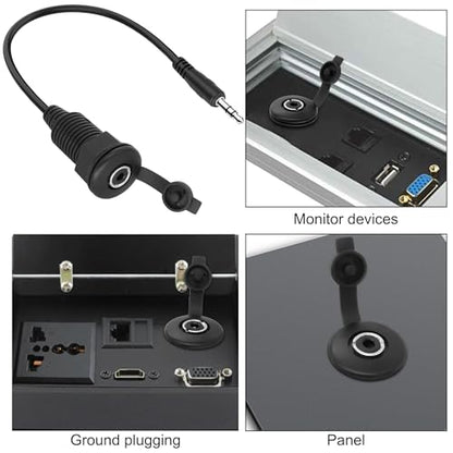 XMSJSIY 3.5mm TRS Panel Mount Stereo Audio Cable 3.5mm 1/8" TRS Male Plug | to Female Jack Embedded Mount Headphone Adapter Cable for Extension Car RV Furniture Audio Port-20cm/7.8in 1PCS