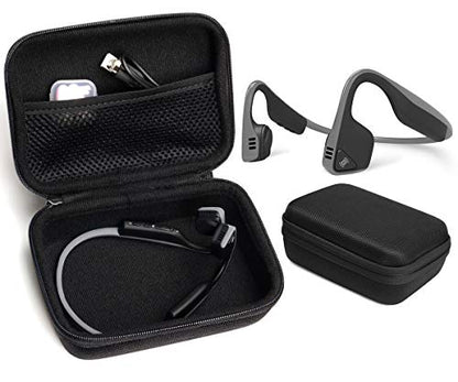 case Compatible with Shokz openrun, openrun pro, openrun Mini, openmove, opencomm, Aftershokz Aeropex, OpenMove, Trekz, Trekz Mini, Trekz Air, Bluez 2, 2S; KSCAT, Sades, DIGICare, allmity - color: Black with black zip