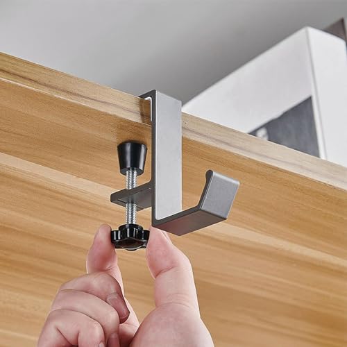 Headphone Holder Desk - Under Desk Headphone Hanger | Aluminum Alloy Table Side Bag Hook | Nail- Detachable Under Desk Clamp Hook Mount - Desk Bag Holder For School Home Apartment | Headset Hanger - color: Gray