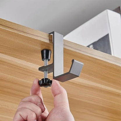 Headphone Holder Desk - Under Desk Headphone Hanger | Aluminum Alloy Table Side Bag Hook | Nail- Detachable Under Desk Clamp Hook Mount - Desk Bag Holder For School Home Apartment | Headset Hanger - color: Gray