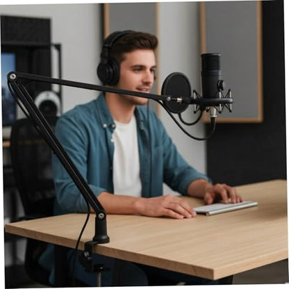 Professional Mic Arm Desk Mount, Heavy Duty All Metal Microphone Boom Arm with Hidden Cable Management, 360° Adjustable Mic Stand for Studio Recording & Streaming Desk Mount