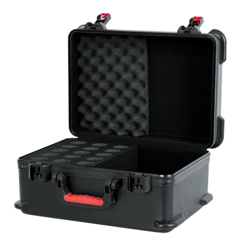 Gator Cases Molded Flight Case to Hold Up to (15) Wired Microphones with TSA Approved Locking Latch and Cable Storage; (GTSA-MIC15) - style: (15) Wired Mics With Storage