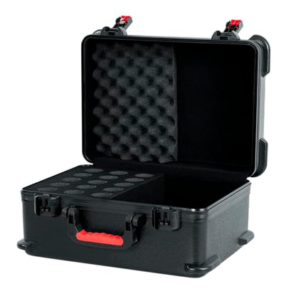 Gator Cases Molded Flight Case to Hold Up to (15) Wired Microphones with TSA Approved Locking Latch and Cable Storage; (GTSA-MIC15) - style: (15) Wired Mics With Storage