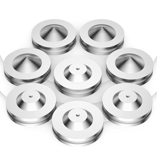 Audiocrast 4X HiFi Speaker Spikes, Isolation Stand Feet Pad, Stainless Steel Shock Absorber Vibration Dampener with Non-Slip Mats for Audio Speaker Subwoofer CD DVD Amplifier Turntable DAC - size: 27MM x 11MM x 9MM