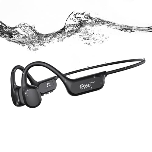 esonstyle Swimming Headphones Underwater - IP68 Waterproof | Bone Conduction Headphones Bluetooth 6.0,Bone Conduction Earbuds with 8G MP3 for Swimming Running Cycling Sports - color: Black