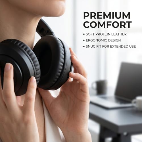 PUSOKEI Wired Over Ear Headphones, Studio Monitor 40mm Driver Audio Headset with 6.35mm/3.5mm Jack, 90 Swivel DJ Headphones for Recording Mixing Podcast Guitar Piano PC