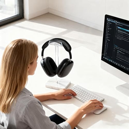 Acrylic Marble Headset Headphone Holders for Office Gaming Station - color: white
