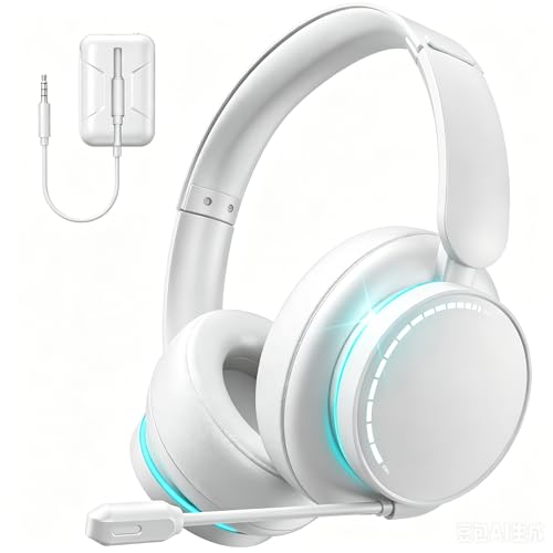 YPBDAN MD33 Wireless Gaming Headset for Xbox Series X|S, Xbox One, PS5, PC – 60H Playtime Bluetooth Headphones with Noise Canceling Mic, 3D Surround - White - color: White