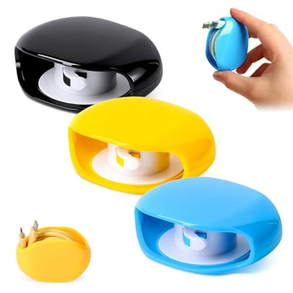 3Pcs Automatic Data Cable Management Box Automatic Retraction Winding Case for Sports Earphone Data Charging Winder - color: Blue