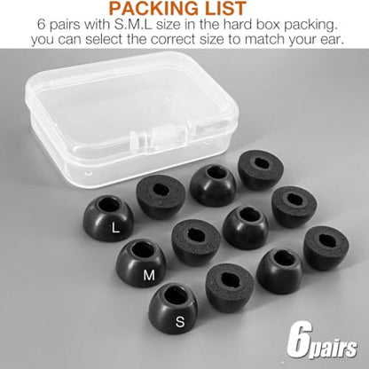 Replacement Memory Foam Eartips for Status Earbuds,6 Pairs,Black | Compatible with Status Pro X / Status Audio Between Pro / Between 3ANC Onyx / 3ANC Bone Earbuds,Ear Tips Earpad