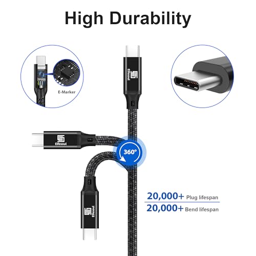 USB C to USB C Cable, 3.2 USB-C Cable 10ft, 100W, 4K UHD, 20Gbps | 100W PD Fast Charging Cable , 4K UHD, 20 Gbps Data Transfer, Nylon Braided Cable for MacBook Pro, for iPad, Black - size: 10ft