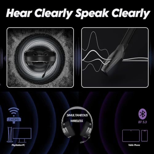 NUBWO Wireless Gaming Headset with Mic for Ps5 Ps4 PC, Zero Interference, 100-Hour Battery All-Day Play, 23ms Sync for Fortnite & Call of Duty/FPS Gamers, Triple Mode All Devices Compatible - Gray - color: Black