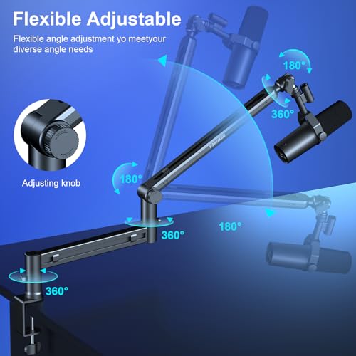 Microphone Arm,Aokeo AK-58 Desk Low Profile Adjustable Mic Boom Arm Stand,Suitable For Blue Yeti,Snowball iCE, HyperX QuadCast,SoloCast,Elgato Wave,Etc - color: AK-58
