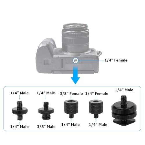 CAMVATE 19PCS Camera Screws Mount Set 1/4,3/8,5/8 Converter Screws Adapter | for Tripod/Monopod/Microphone/Flash Light/Quick Release Plate
