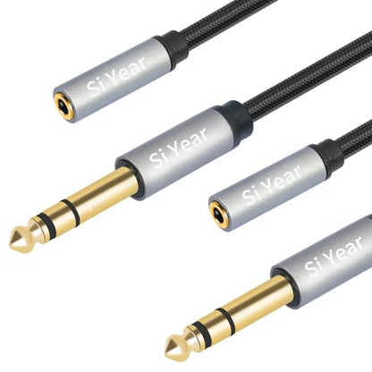 1/4" to 3.5mm Headphone Extension Cable,5FT- 6.35mm Quarter inch Male to 1/8 inch Female Stereo Jack Audio Adapter for Amplifiers, Speaker, Guitar Amp,Home Theater, Mixing Console (1.5m-2PACK) - size: 6.35M-3.5F-2PACK