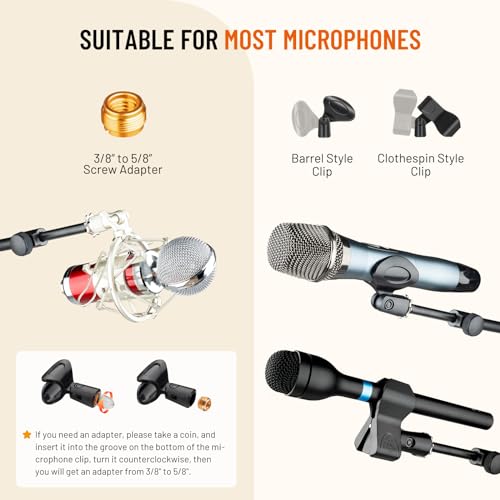 CAHAYA Tripod Mic Stand Boom Arm Floor One-Button Release Height Adjustable