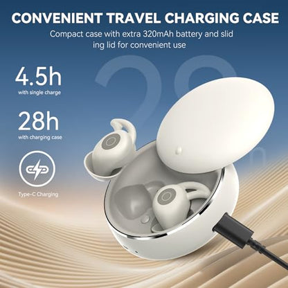 Sleepals micro Sleep Earbuds for Side Sleepers | Sleep Headphones with Soft and Snug Fit | Moderate Noise Reduction (not ANC) | Small and Light, 4H Single Play, 28H with Charging Case (Off-white) - color: Off-white