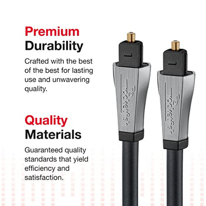 Rocketfish Toslink Optical Audio Cable - Fiber Optic Audio Cable for Home Theater & Sound System - Durable Cable Cord for Quality Audio - Black Optical Cable for TV & Soundbar - 4'