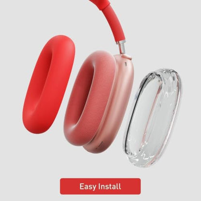 3 in 1 Case Cover for AirPods Max 2/1 (2026/2024/2020), Clear TPU Ear Cup/Silicone Earpad Case/Headband Cover, Anti-Scratch Accessories Set Compatible with Apple, Red - color: B2- Red
