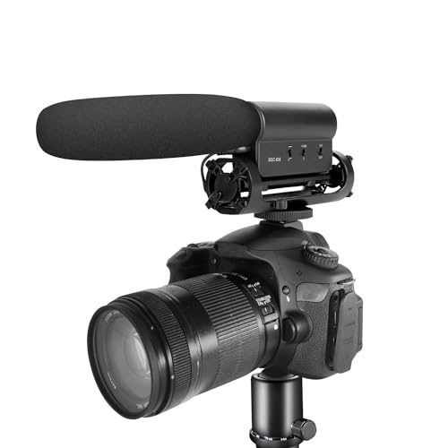 SGC-598 Condenser Shotgun Microphone with 1 Windscreen Muff for DSLR Camera Canon EOS Nikon, for Sony Mirrorless Camera DV Camcorder (NOT for Canon T5, T6 and T7)