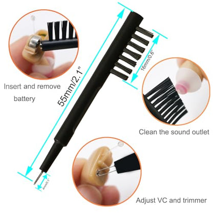 8-Piece Hearing Aid Cleaning Brush Tools Kit with Carry Case, Gray (Gray) | Works on hearing aids, earbuds and headphones;Portable carry case for travel - color: Gray
