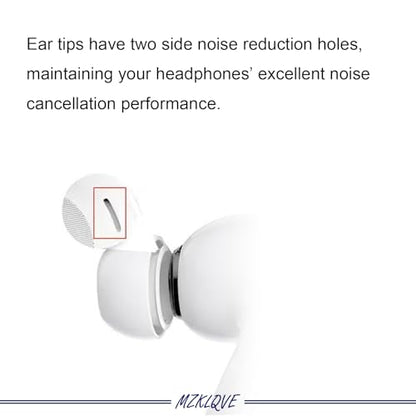 6 Pairs Replacement Ear Tips for AirPods Pro 1/2 Gen, Silicone Eartips with Noise Reduction Hole, White & Black S/M/L, Fit Charging Case