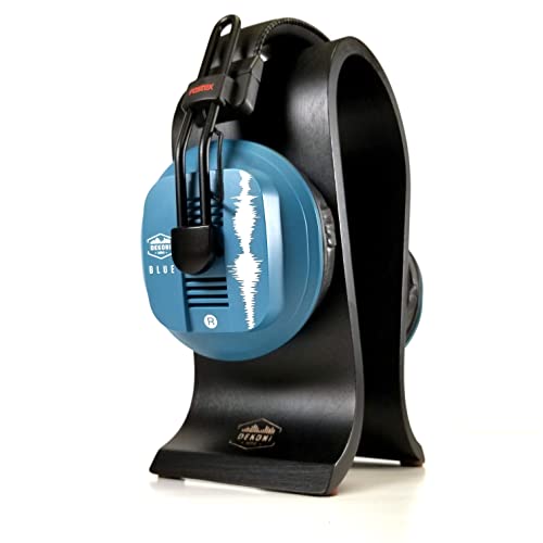 Dekoni Audio Omega Wood Headphone Stand, Black | Real Wood, Non-Slip Feet, Arched Support, Desk Display