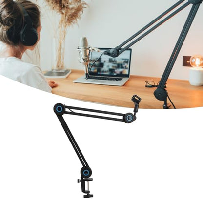 Microphone Arm Stand, Aluminum Alloy Desktop Mic Boom Stand with Cable Management, 3/8 to 5/8 Inch Adapter, Adjustable Clamp Mount for Studio Recording Podcasting