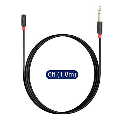 J&D 3.5mm to 1/4 Headphone Adapter Cable, Gold Plated Audiowave Series 3.5mm 1/8 inch Female TRS to 6.35mm 1/4 inch Male TRS Stereo Audio Cable for Mixer Guitar Piano Amplifier Speaker, 6FT - size: 6 Feet