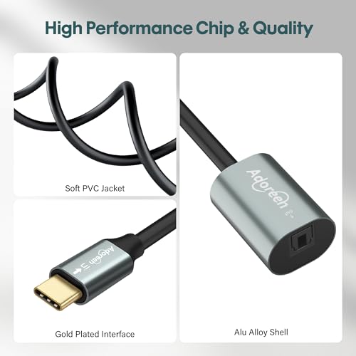 Male USB C to Female SPDIF Toslink Optical Transmitter Audio Cable Converter 0.6 FT, C to Digital Fiber Optic Adapter for Laptop, PC, Phone, Soundbar, Amplifier-Not for 7.1/5.1, TV -Unidirectional - style: USB-C to Toslink