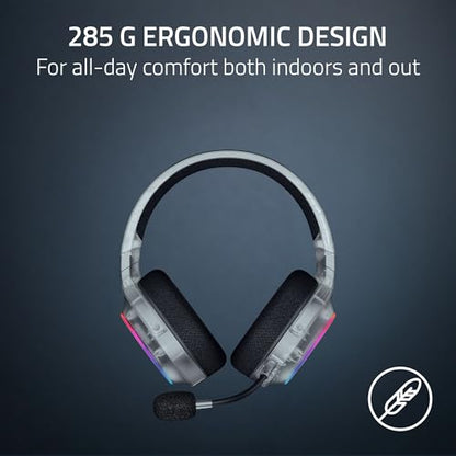 Razer Barracuda X Chroma Wireless Gaming Headset, Phantom White | 2.4GHz Wireless & Bluetooth, Lightweight, RGB, 40mm Drivers, Cardioid Mic, 70 Hr Battery - color: Phantom White