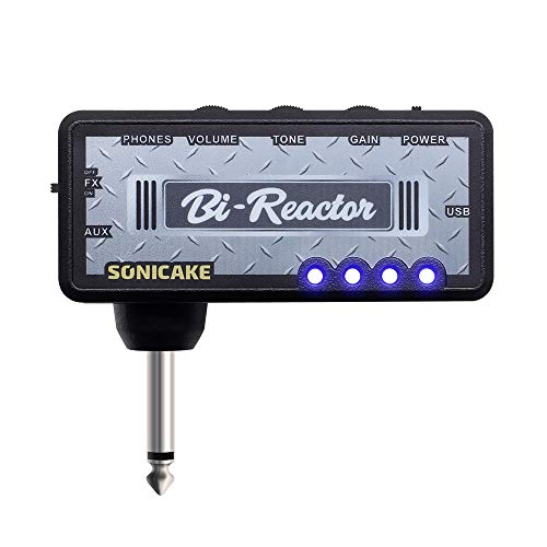 SONICAKE Guitar Headphone Amp, Mini Guitar Amplifier Plug-in USB Chargable Portable US Style High Gain Tone with Delay Carry-On Pocket Bedroom Effects for Electric Guitar - color: Bi Reactor Delay Effect