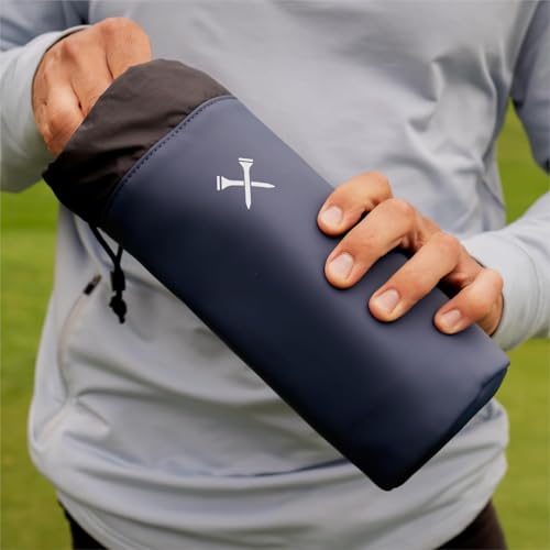 Blue Tees Golf GPS Case Compatible with Player+ & Player Pro GPS Speaker - Soft Carrying Protective Case with Drawstring Closure & Metal Cord Lock, Equipped with Carabiner Clip (Case Only) - color: Navy