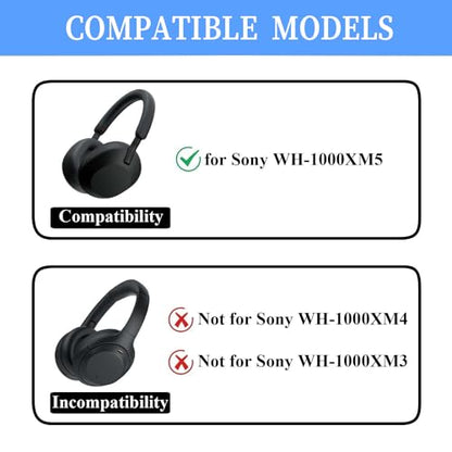 Adhiper XM5 Sweat Covers Accessories for Sony WH-1000XM5 - Beige | Soft Silicone Case, 3-in-1 Headphone Covers with Ear Cover & Headband Cover & Shell Protector, Sweatproof & Washable - color: Off White