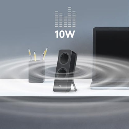 Logitech Z207 2.0 Stereo Computer Speakers with Bluetooth - size: 9.5"x3.5"x4.9"