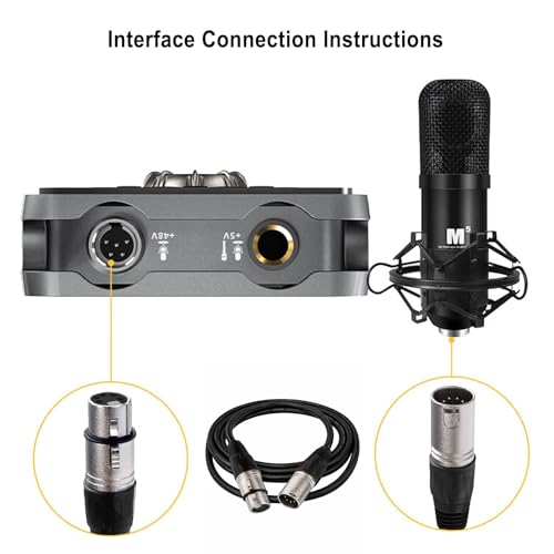 5 Pin XLR Connector, XLR Microphone Cable, Balanced Male to Female Connections for Microphone and Audio Interface (3 Meter/10Ft)