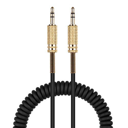 Aux Cord Coiled Headphone Cable for Car, Stereo, Alexa Dot, Speaker
