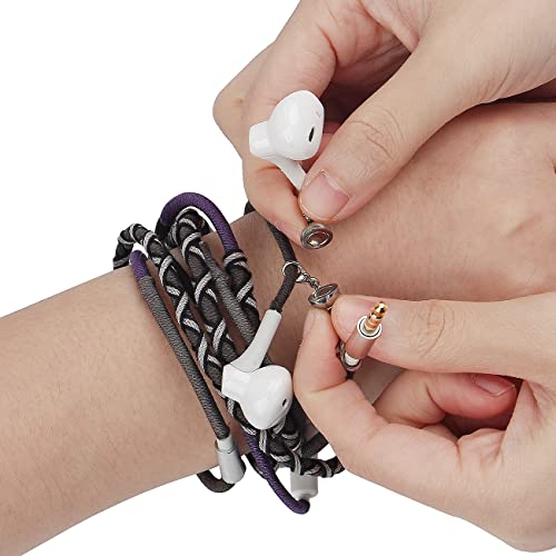 3.5mm Jack in-Ear Ear Buds Headphones with Mic - Tangle Free Cord Heavy Sound Bass Bracelet Stereo Earphones Compatible with iPhone Samsung Earbuds (12#)