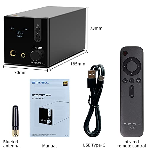 SMSL M300SE(Upgraded),Two CS43131 Chip MQA Audio Decoder,Ear Amplifier,Third Generation XMOS,PCM768kHz/32bit DSD256,DOP64,5 PCM Filters,True Balanced Output XLR,THD+N -117dB
