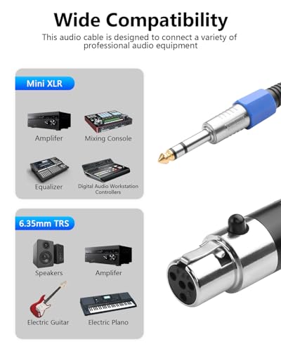 CERRXIAN Mini XLR Female to 6.35 mm 1/4" TRS Male Adapter Coiled Cable, Balanced 1/4" TRS Stereo Male to Mini XLR 4-Pin Female Stereo Audio Adapter - 50cm / 1.64ft - size: 4Pin Mini XLR Female to 6.35 mm 1/4" TRS Male