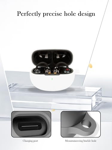 Case for EarFun Clip Wireless Open Earbuds,Soft Protective,Shockproof, BOVUGAC Silicone Case Cover with Keychain & Cleaning Kit & Lanyard-White - color: White
