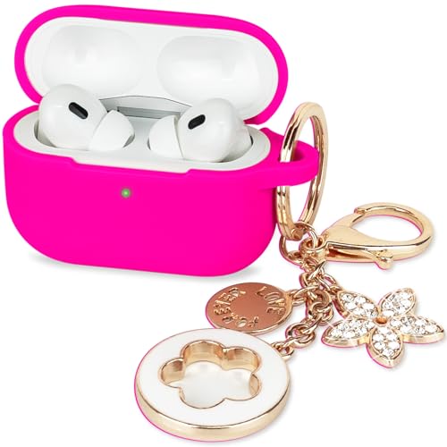 Case for Apple Airpods Pro 3 (2025) - VOTILE Airpods Pro 3 Cases Cover Women Silicone iPods Pro 3 Earbuds Wireless Accessorie Charging Cases Girl Bling Keychain for Airpod iPods Pro 3 - Hot Pink - color: Hot Pink/Rose Red, size: for AirPods Pro 3 (2025)